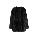 Toteme Short silky shearling coat in Black