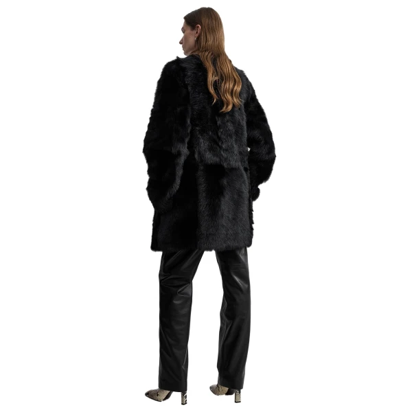 Toteme Short silky shearling coat in Black, view 4