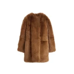 Toteme Short silky shearling coat in Ginger