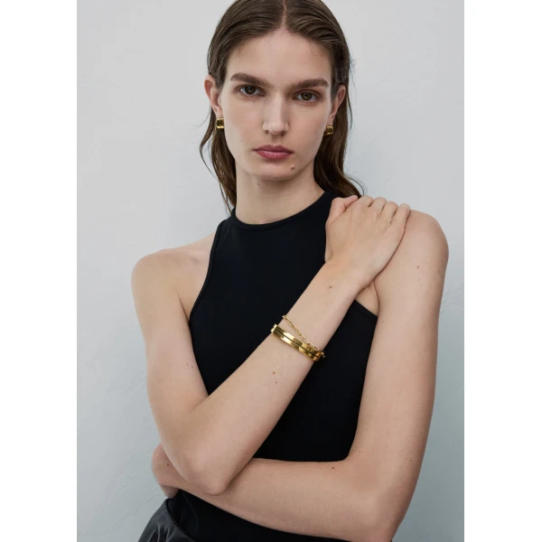 Signature stripe bracelet in Black / Gold - Image 2