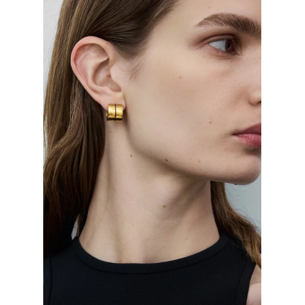 Signature stripe hoops in Black / Gold - Image 2