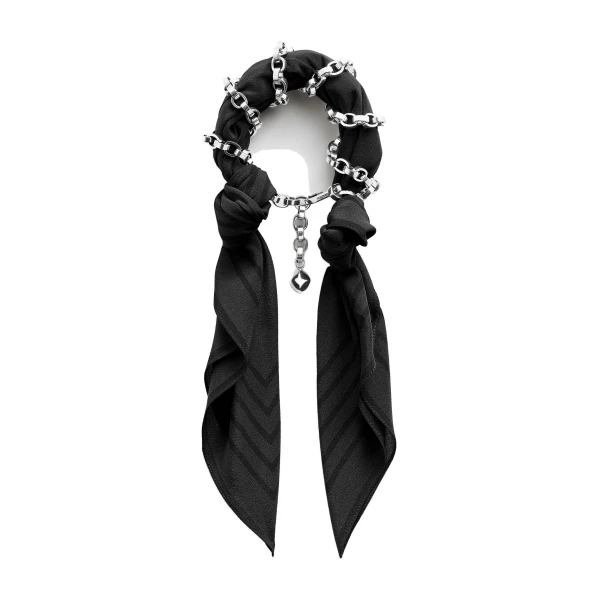 Silk scarf bracelet in Faded black / Black / Silver - Image 4