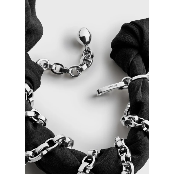 Silk scarf bracelet in Faded black / Black / Silver - Image 5
