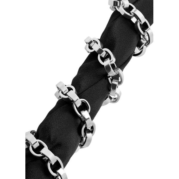 Silk scarf bracelet in Faded black / Black / Silver - Image 6