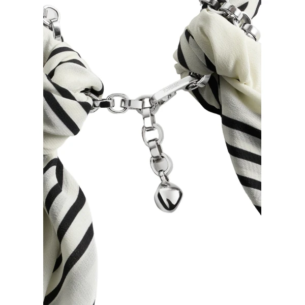 Silk scarf collar in Ecru / Black / Silver - Image 4