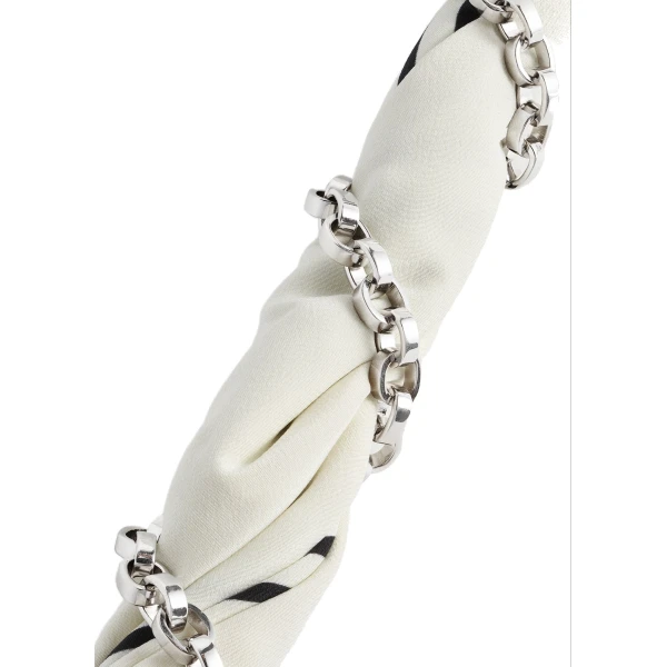 Silk scarf collar in Ecru / Black / Silver - Image 5