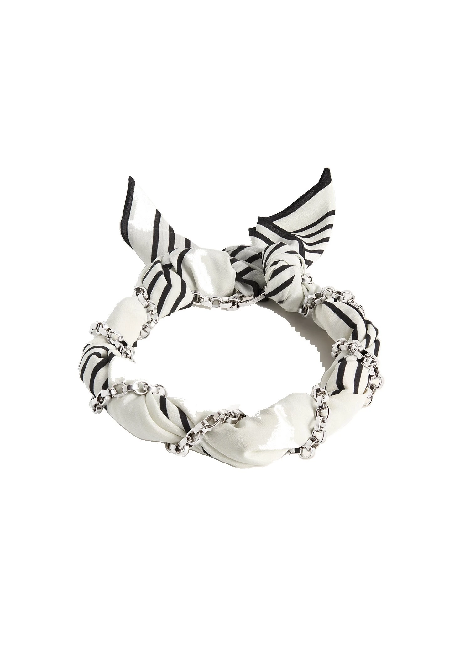 Silk scarf collar in Ecru / Black / Silver