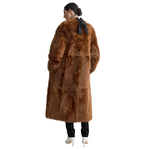 Toteme Silky shearling coat in Ginger, view 4
