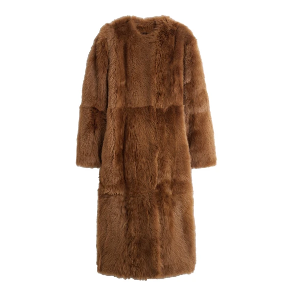 Silky shearling coat in Ginger