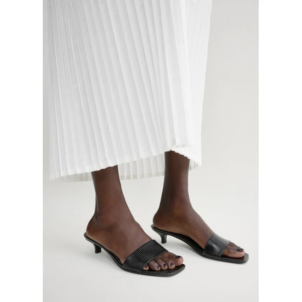 Slim lizard-embossed bandeau mules in Black - Image 3