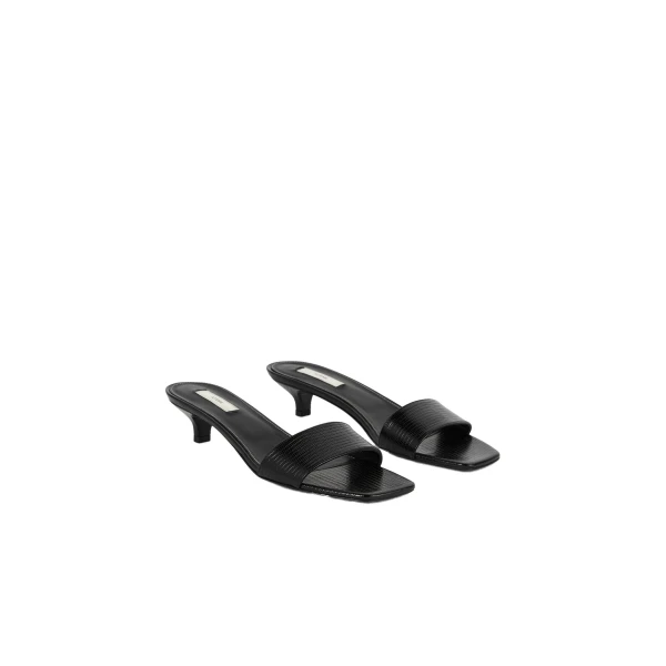 Slim lizard-embossed bandeau mules in Black - Image 4