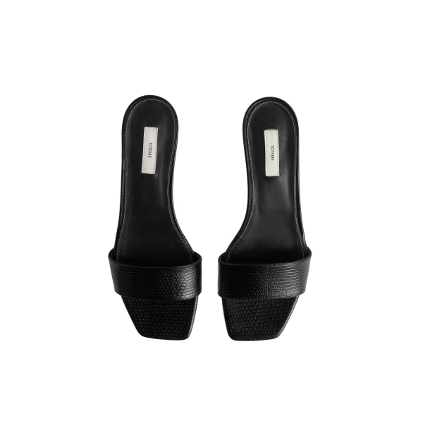 Slim lizard-embossed bandeau mules in Black - Image 5