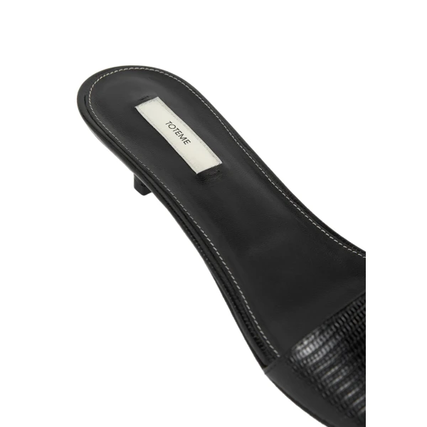 Slim lizard-embossed bandeau mules in Black - Image 6