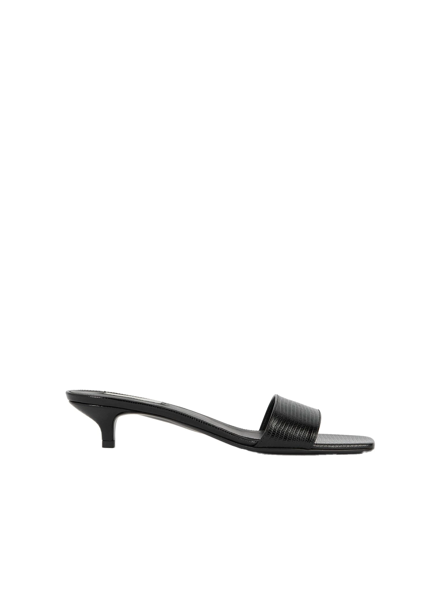 Slim lizard-embossed bandeau mules in Black