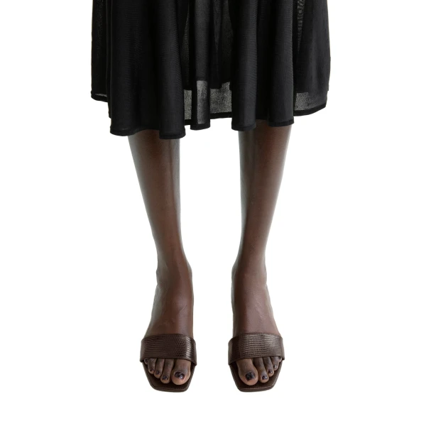Slim lizard-embossed bandeau mules in Brown - Image 2