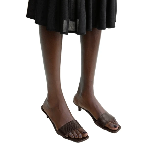 Slim lizard-embossed bandeau mules in Brown - Image 3