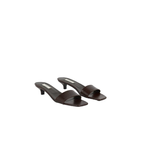 Slim lizard-embossed bandeau mules in Brown - Image 4
