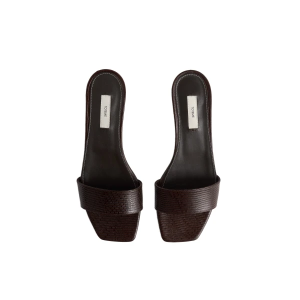 Slim lizard-embossed bandeau mules in Brown - Image 5