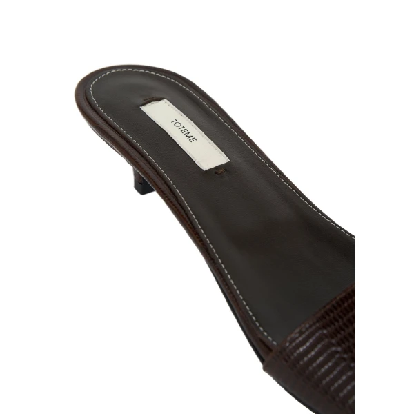 Slim lizard-embossed bandeau mules in Brown - Image 6