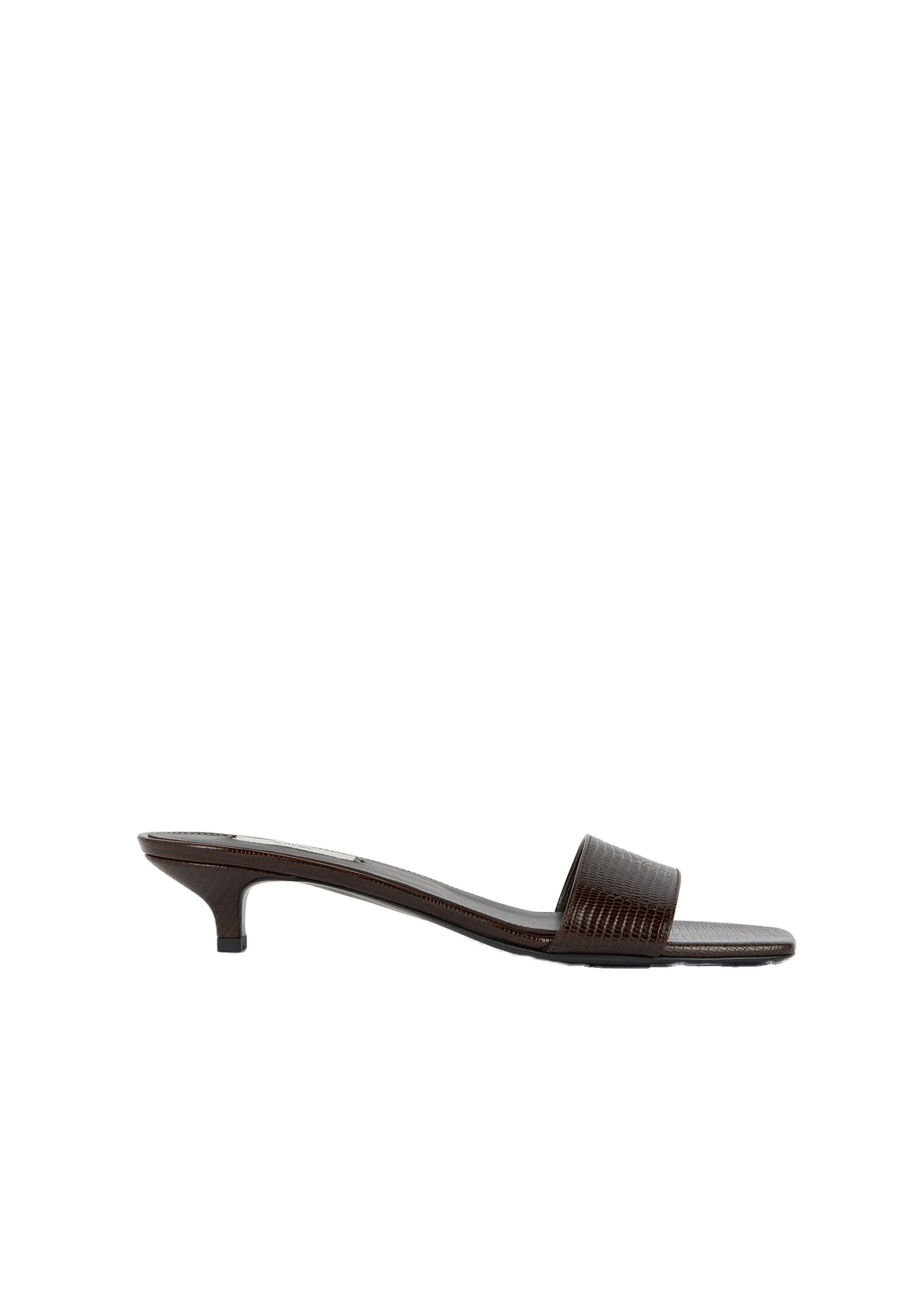 Slim lizard-embossed bandeau mules in Brown