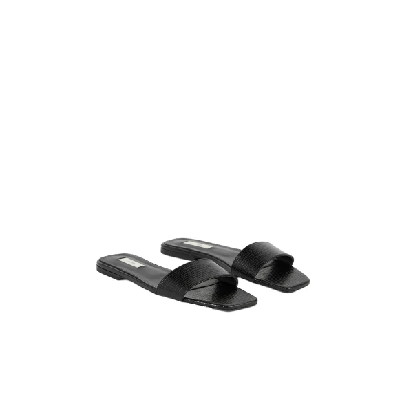 Slim lizard-embossed bandeau slides in Black - Image 4