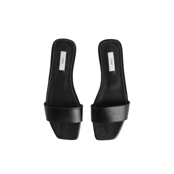 Slim lizard-embossed bandeau slides in Black - Image 5