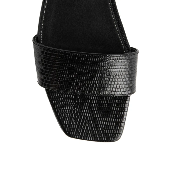 Slim lizard-embossed bandeau slides in Black - Image 6