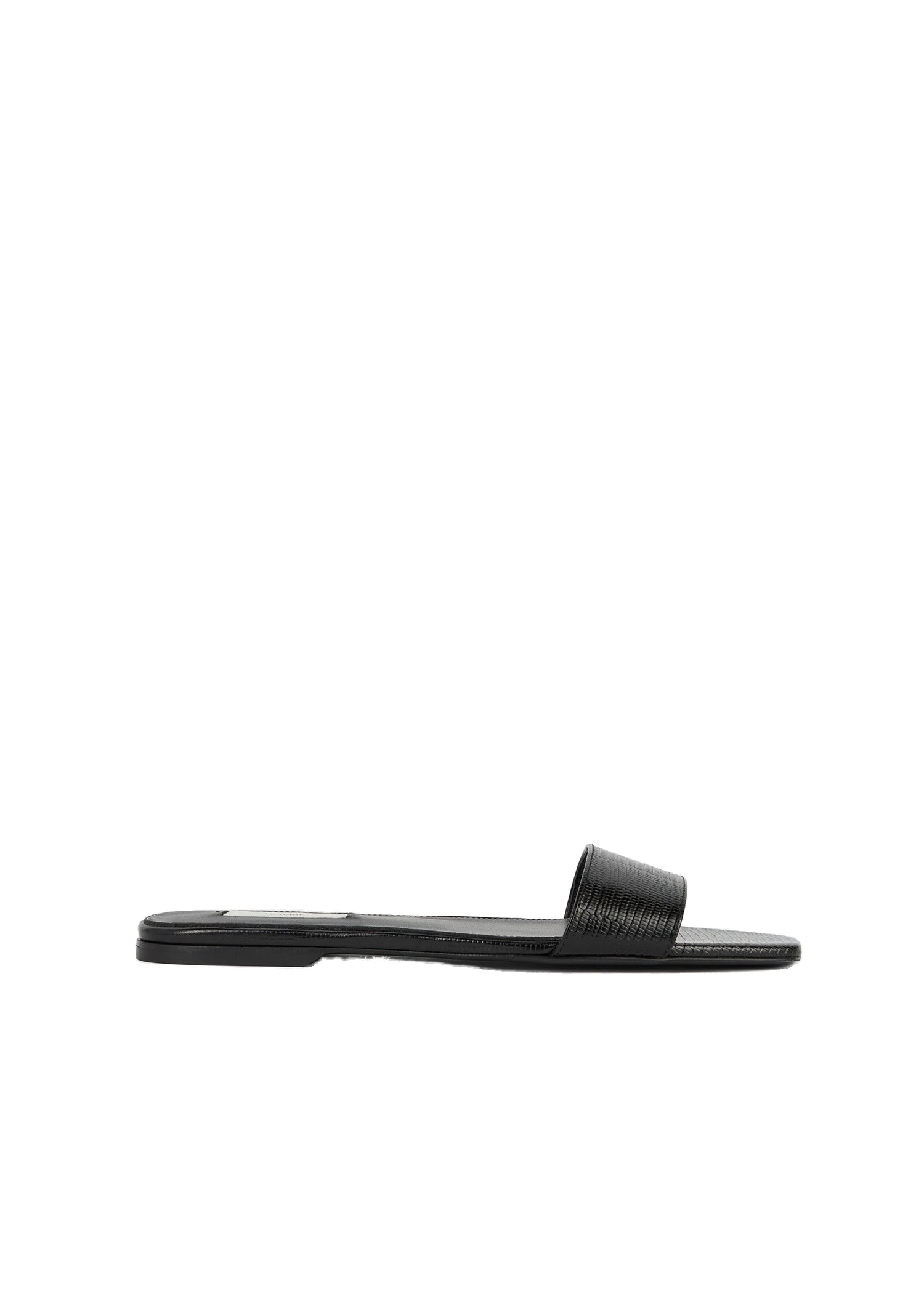 Slim lizard-embossed bandeau slides in Black