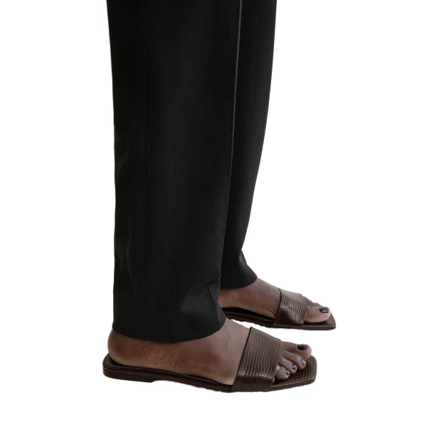 Slim lizard-embossed bandeau slides in Brown - Image 3