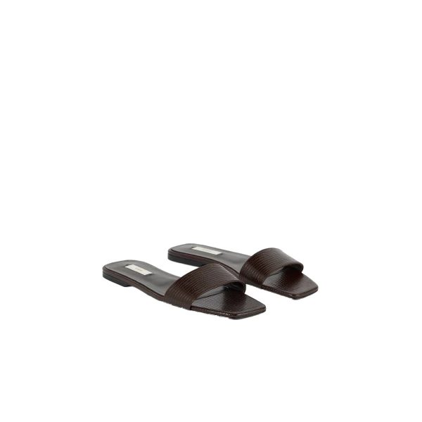 Slim lizard-embossed bandeau slides in Brown - Image 4
