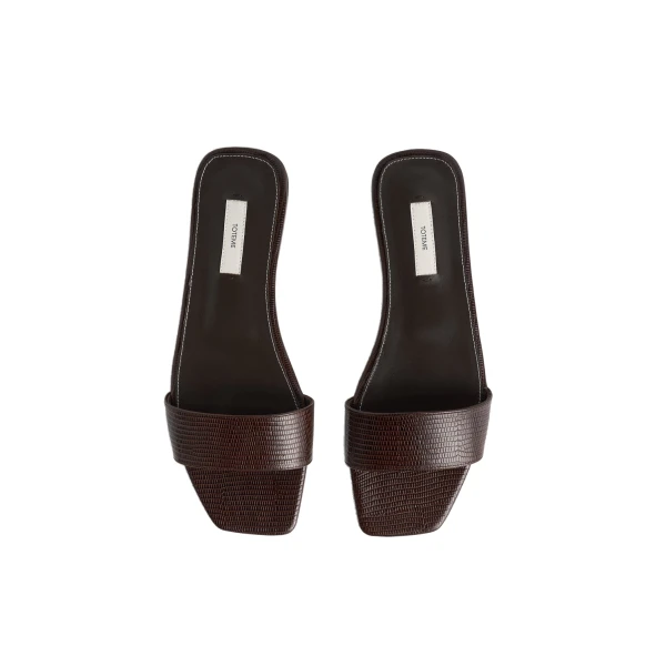 Slim lizard-embossed bandeau slides in Brown - Image 5