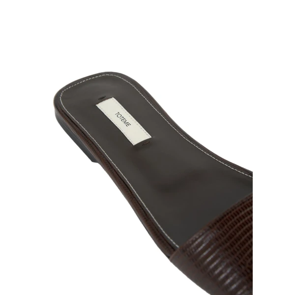 Slim lizard-embossed bandeau slides in Brown - Image 6