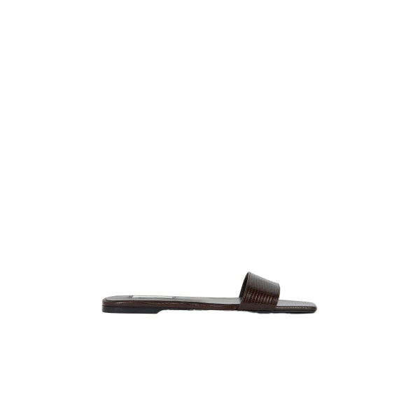 Toteme Slim lizard-embossed bandeau slides in Brown