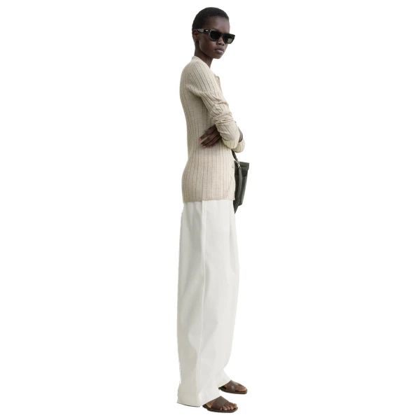 Toteme Slim ribbed shirt in Oat mélange, view 3