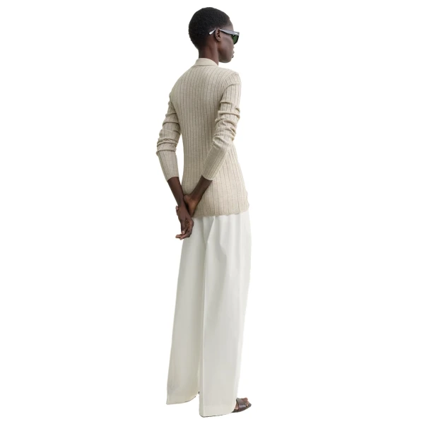 Toteme Slim ribbed shirt in Oat mélange, view 4