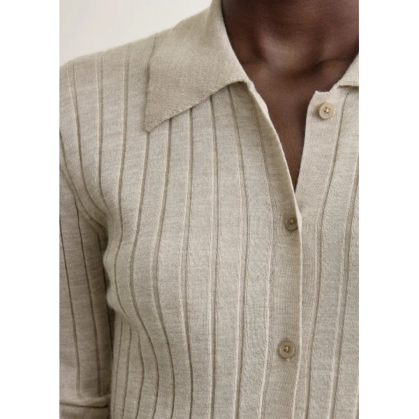 Toteme Slim ribbed shirt in Oat mélange, view 6