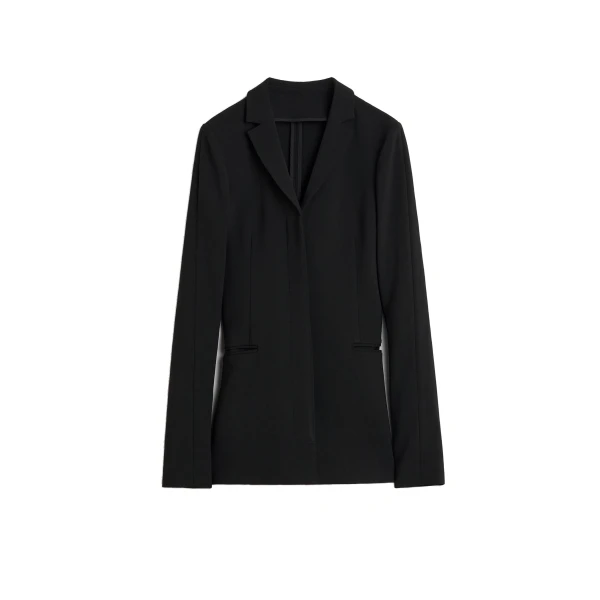 Slim stretch wool blazer in Black