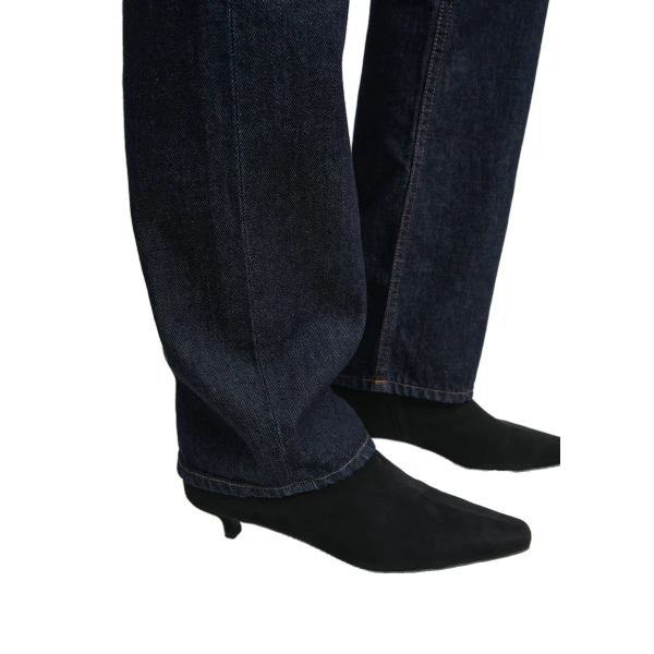 Slim suede ankle boots in Black - Image 2