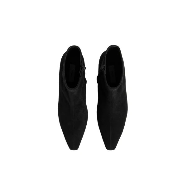 Slim suede ankle boots in Black - Image 4