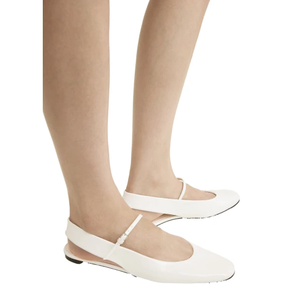 Slingback patent Mary Janes in Off-white - Image 3