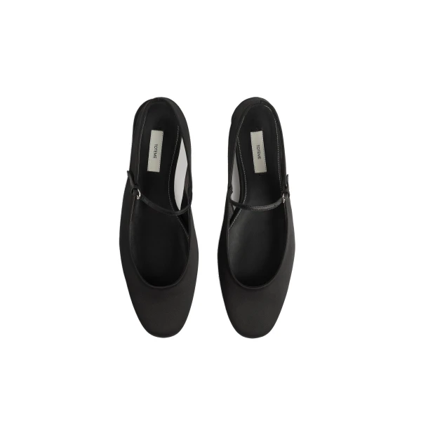Slingback satin Mary Janes in Black - Image 4