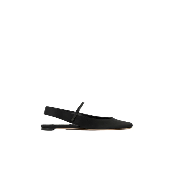Slingback satin Mary Janes in Black