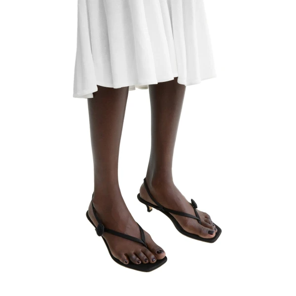 Slingback satin flip flops in Black - Image 3