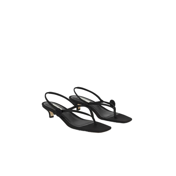 Slingback satin flip flops in Black - Image 4
