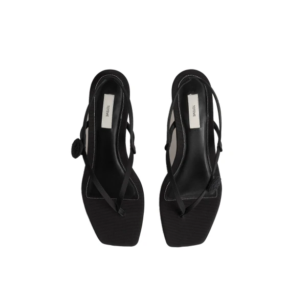 Slingback satin flip flops in Black - Image 5