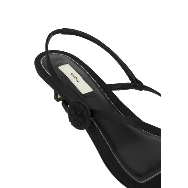 Slingback satin flip flops in Black - Image 6