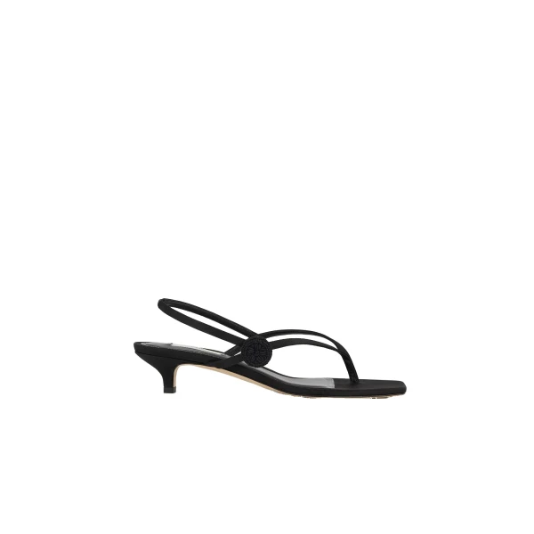Toteme Slingback satin flip flops in Black