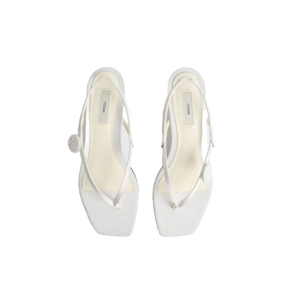 Slingback satin flip flops in Ecru - Image 4