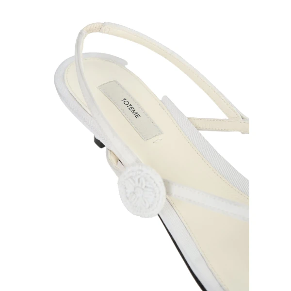 Slingback satin flip flops in Ecru - Image 5