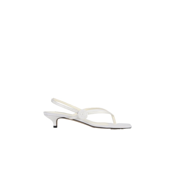 Toteme Slingback satin flip flops in Ecru